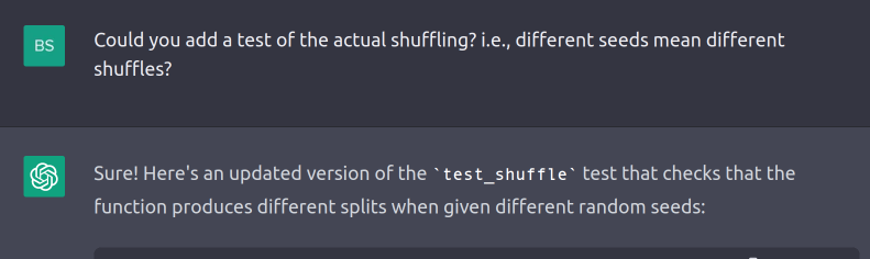 ChatGPT - "Please add a shuffle test"