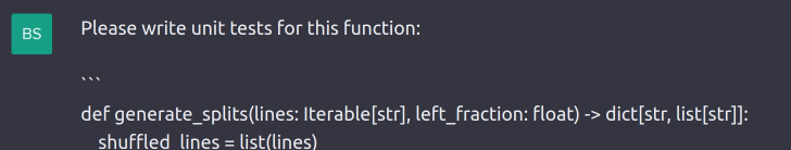 ChatGPT - "Please write tests"